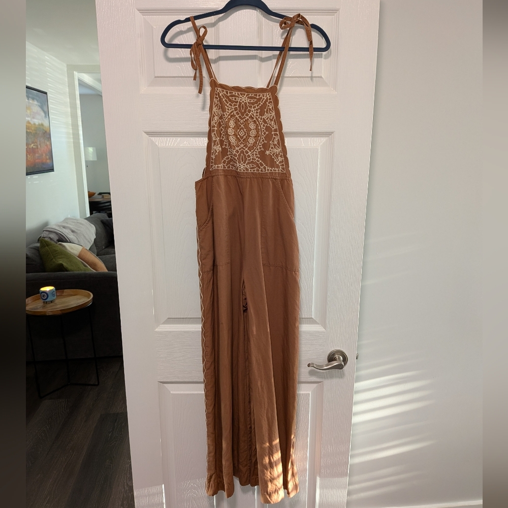 Anthropologie Embroidered Overalls